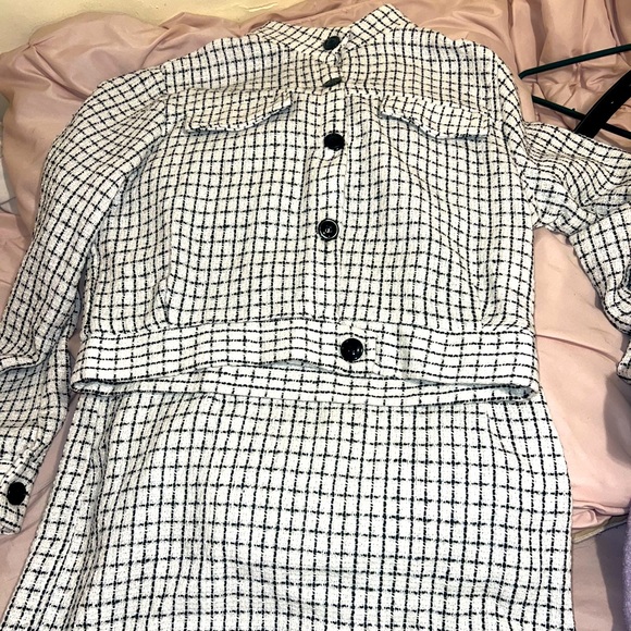 SHEIN Privé Plaid Tweed Jacket & Skirt Set - Picture 2 of 6